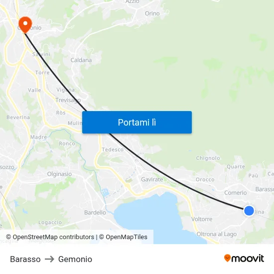 Barasso to Gemonio map