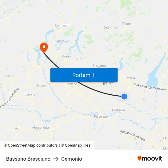 Bassano Bresciano to Gemonio map