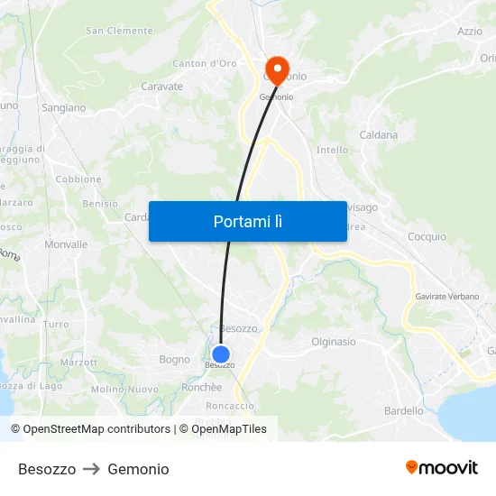 Besozzo to Gemonio map