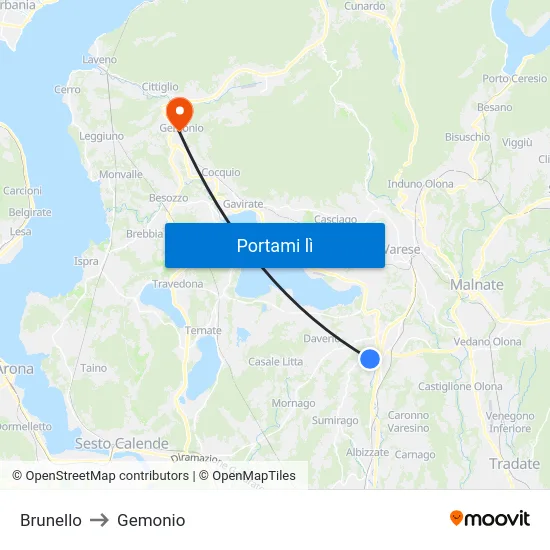 Brunello to Gemonio map