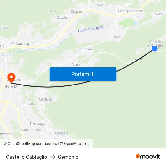 Castello Cabiaglio to Gemonio map
