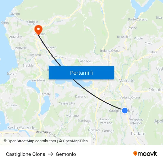 Castiglione Olona to Gemonio map