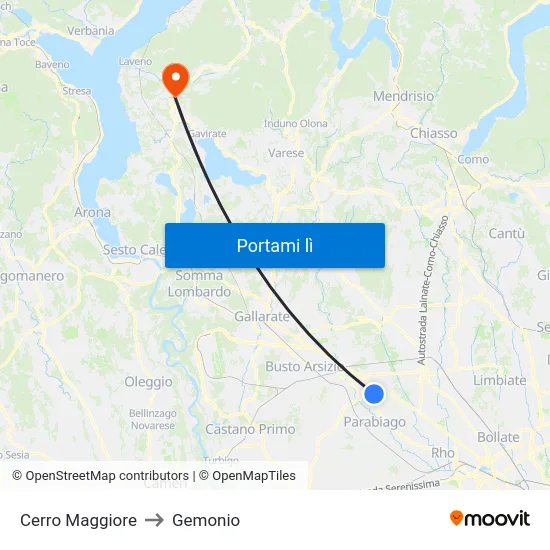 Cerro Maggiore to Gemonio map