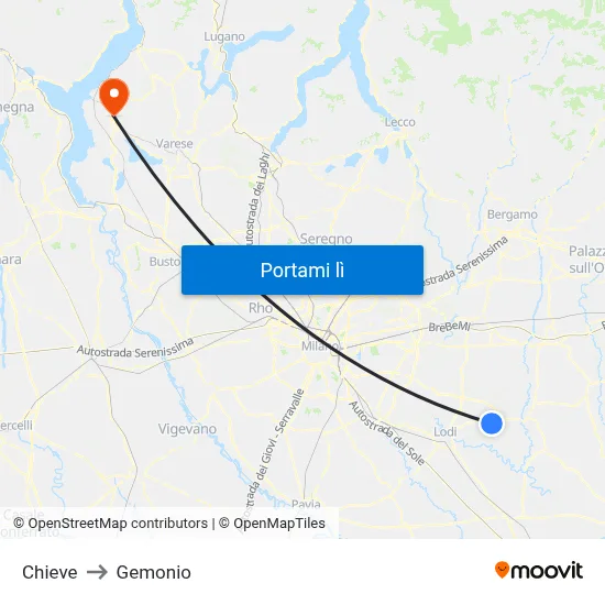 Chieve to Gemonio map