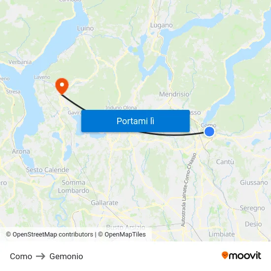 Como to Gemonio map