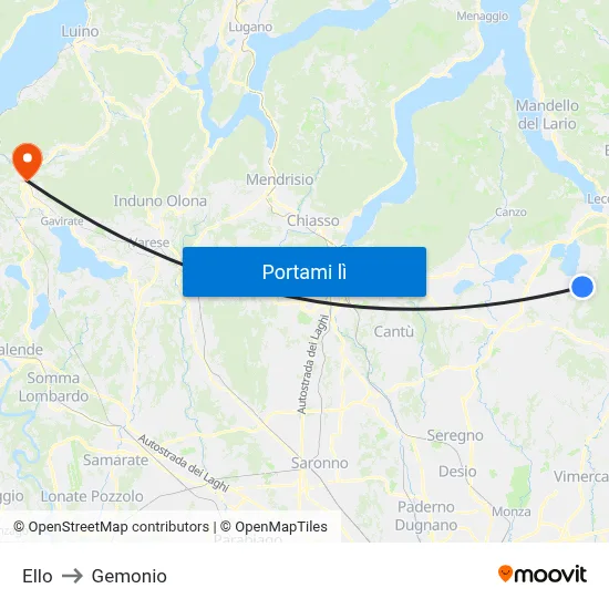 Ello to Gemonio map