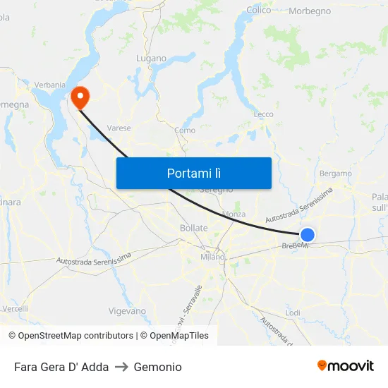 Fara Gera D' Adda to Gemonio map