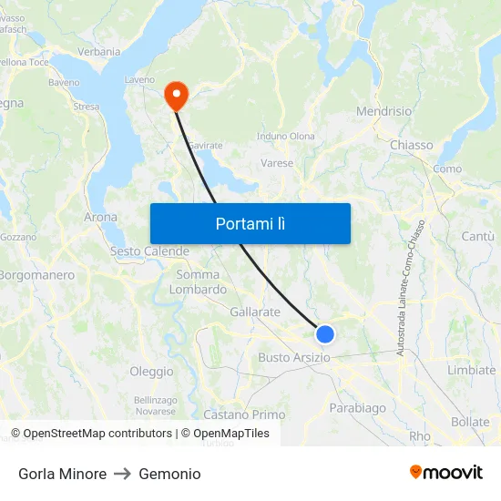 Gorla Minore to Gemonio map