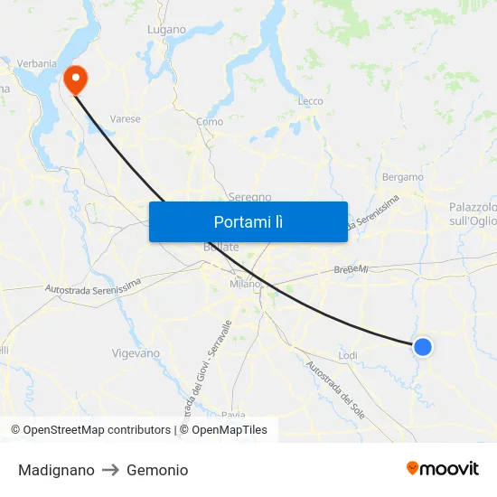 Madignano to Gemonio map