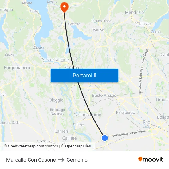 Marcallo Con Casone to Gemonio map