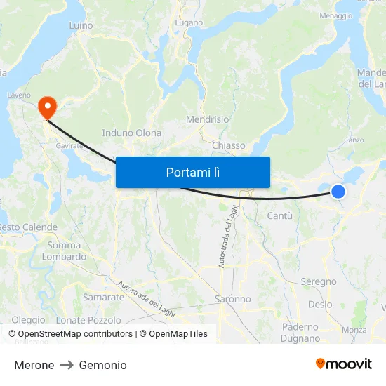 Merone to Gemonio map