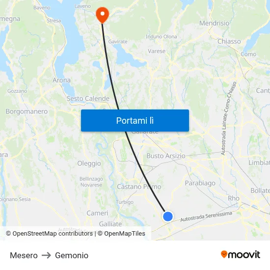 Mesero to Gemonio map