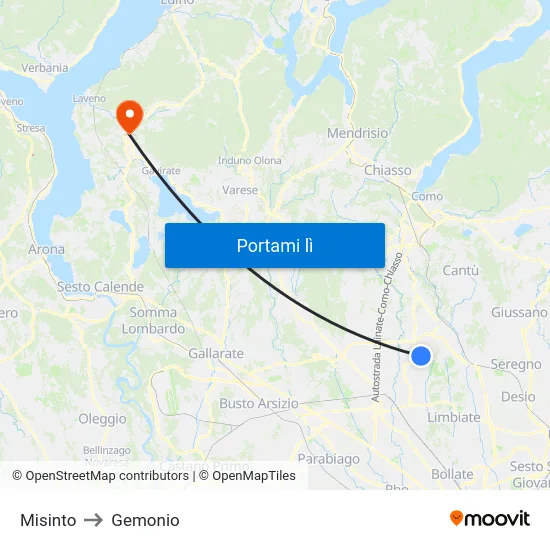 Misinto to Gemonio map