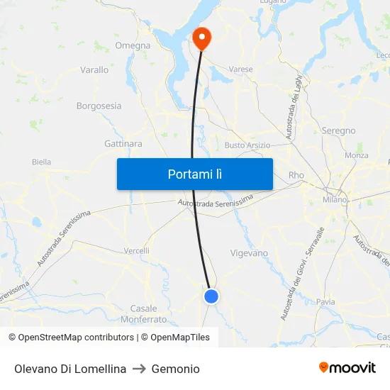 Olevano Di Lomellina to Gemonio map