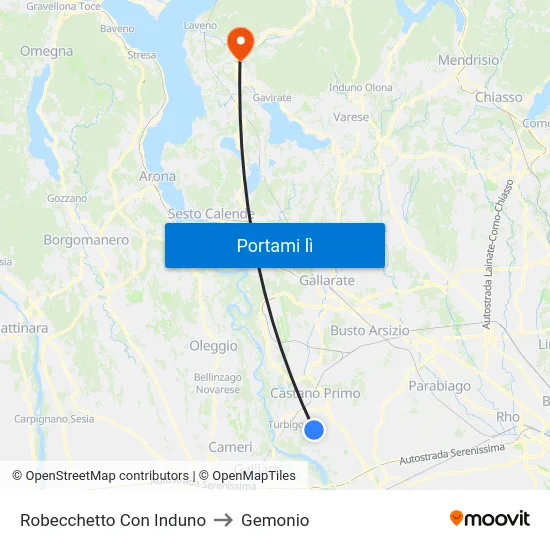 Robecchetto Con Induno to Gemonio map