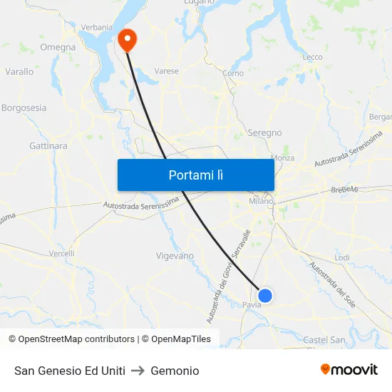 San Genesio Ed Uniti to Gemonio map