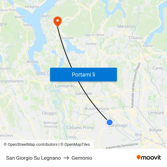 San Giorgio Su Legnano to Gemonio map