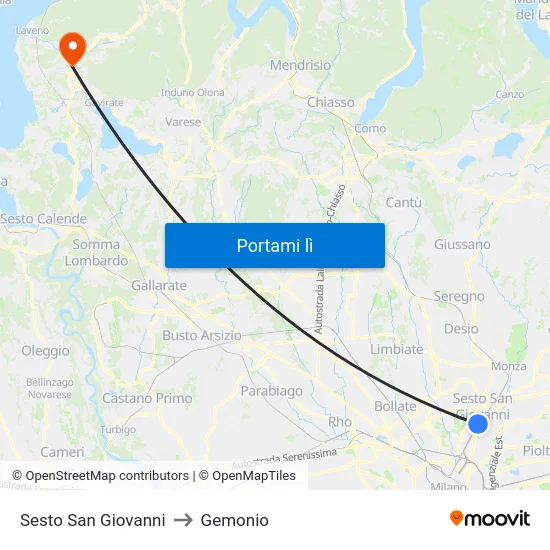 Sesto San Giovanni to Gemonio map