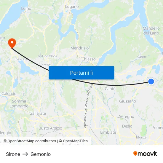 Sirone to Gemonio map