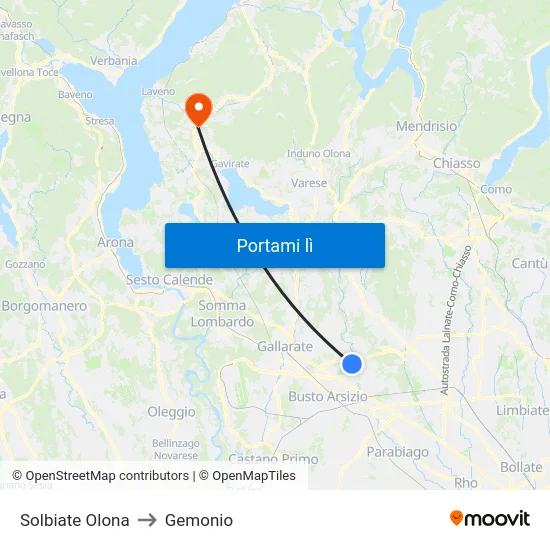 Solbiate Olona to Gemonio map