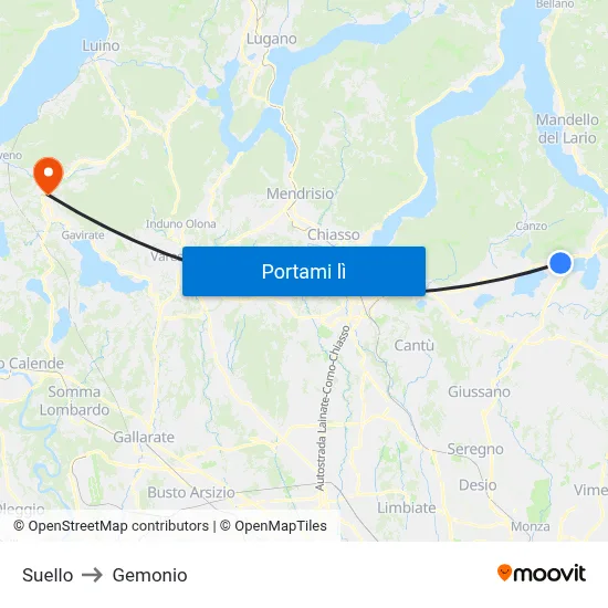 Suello to Gemonio map