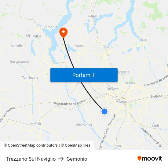Trezzano Sul Naviglio to Gemonio map