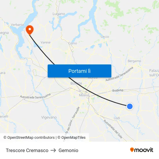 Trescore Cremasco to Gemonio map