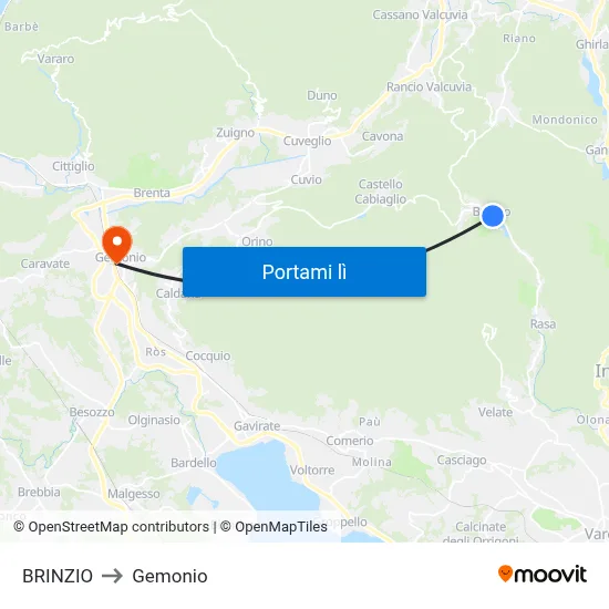 BRINZIO to Gemonio map
