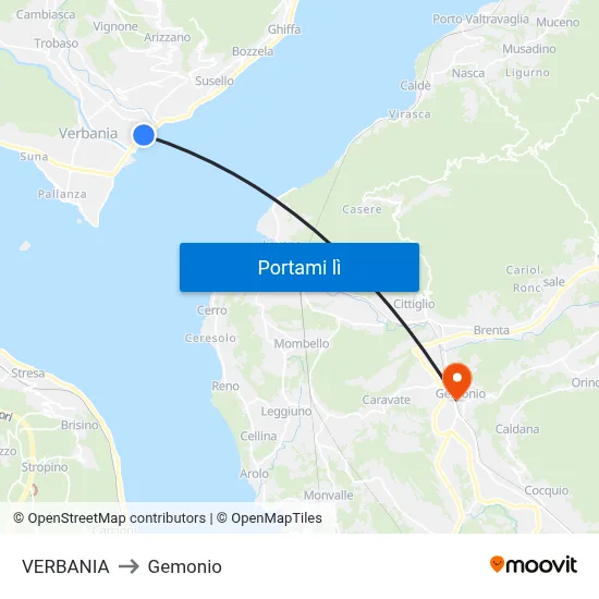 VERBANIA to Gemonio map