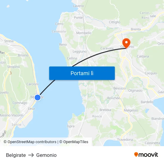 Belgirate to Gemonio map