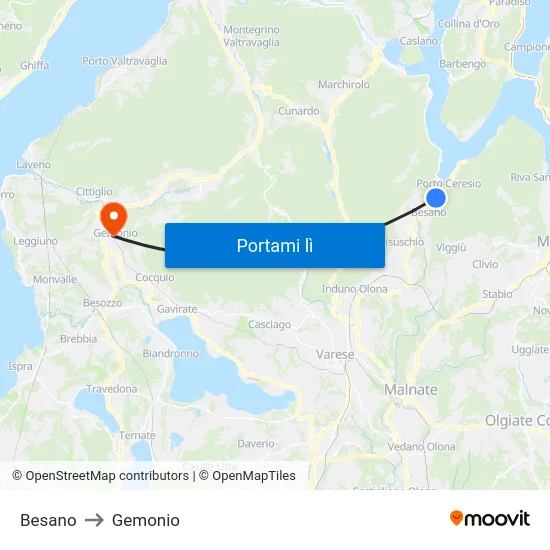 Besano to Gemonio map