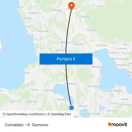 Comabbio to Gemonio map