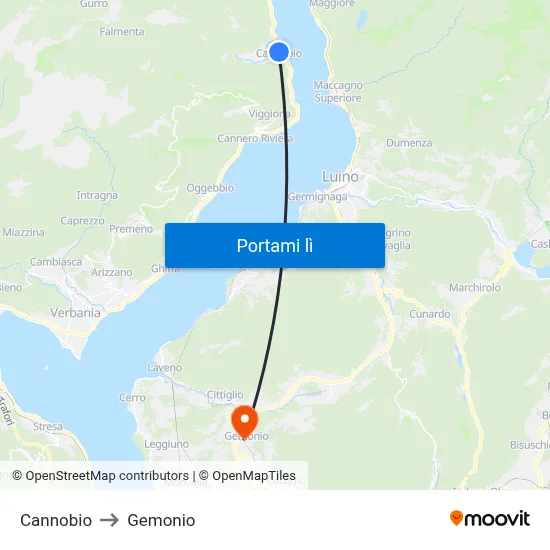 Cannobio to Gemonio map