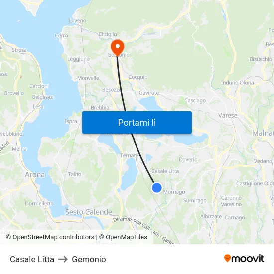 Casale Litta to Gemonio map