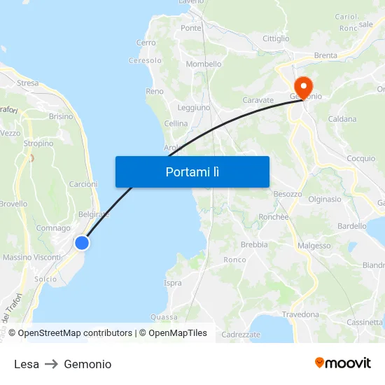 Lesa to Gemonio map