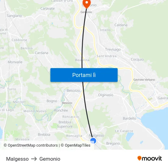 Malgesso to Gemonio map