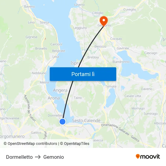 Dormelletto to Gemonio map
