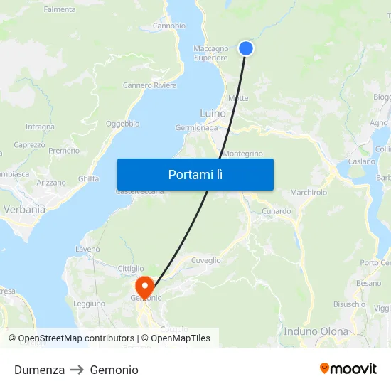 Dumenza to Gemonio map