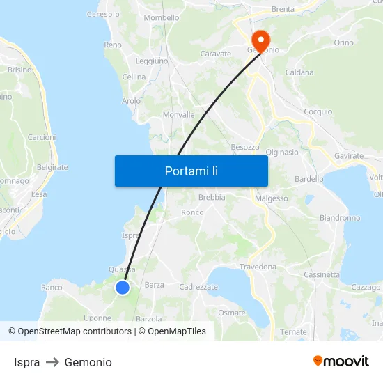 Ispra to Gemonio map