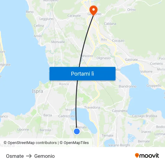Osmate to Gemonio map