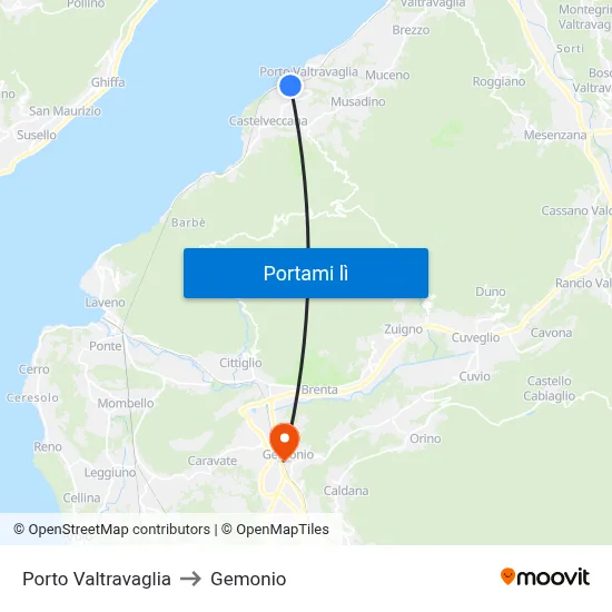 Porto Valtravaglia to Gemonio map