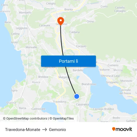 Travedona-Monate to Gemonio map