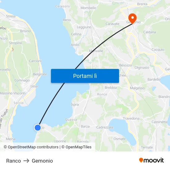 Ranco to Gemonio map