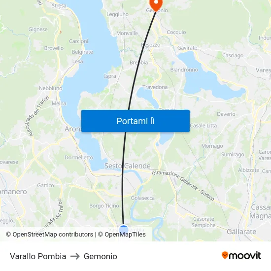 Varallo Pombia to Gemonio map
