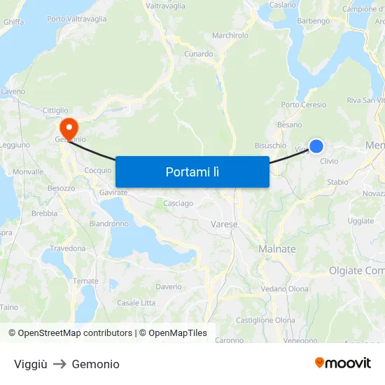 Viggiù to Gemonio map