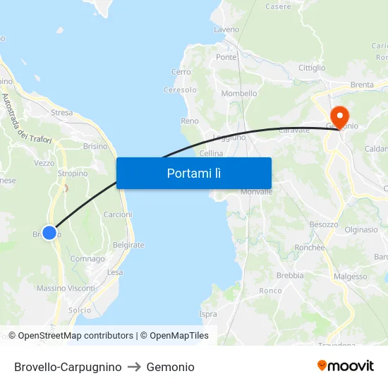 Brovello-Carpugnino to Gemonio map