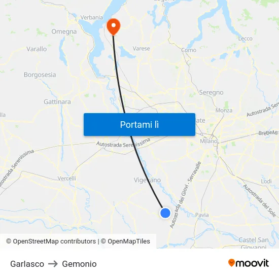 Garlasco to Gemonio map