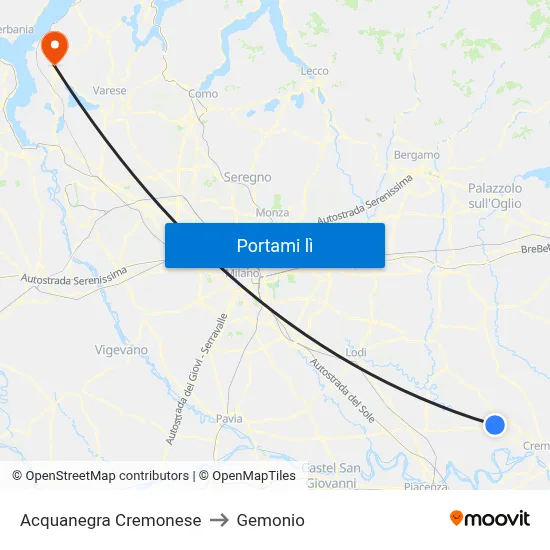 Acquanegra Cremonese to Gemonio map