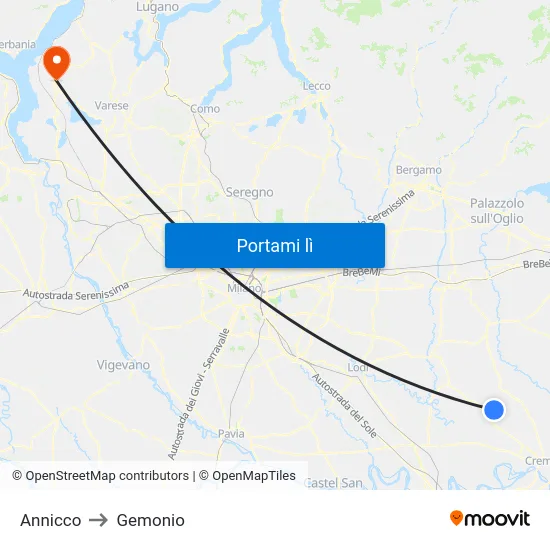Annicco to Gemonio map
