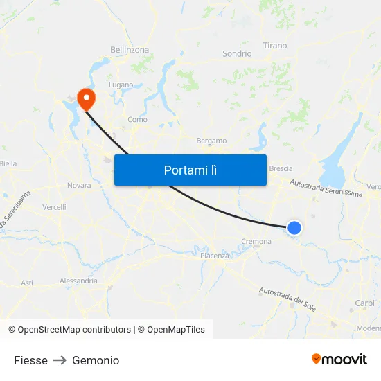 Fiesse to Gemonio map